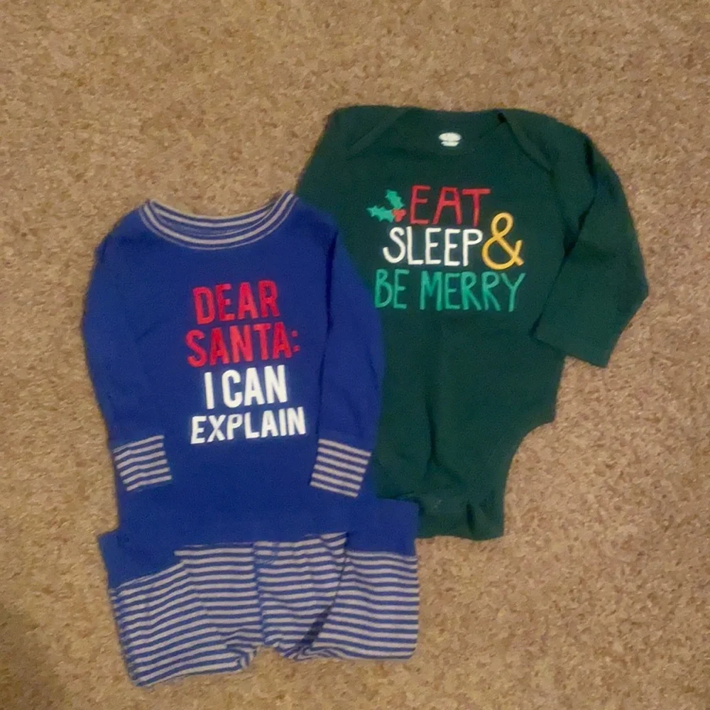 Old Navy 6-12 months Christmas pjs and onesie